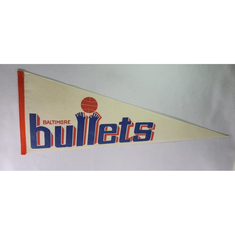 Vintage Baltimore Bullets c1960 30" Pennant Excellent Clean Original ABL BAA NBA